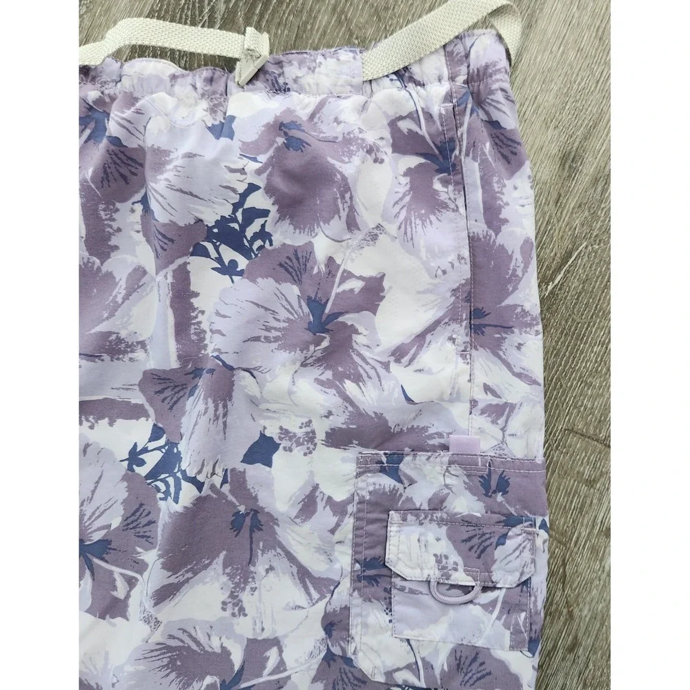 Columbia Womens Purple Floral Hiking Skirt Cargo Pocket Belted AL5014 Size M